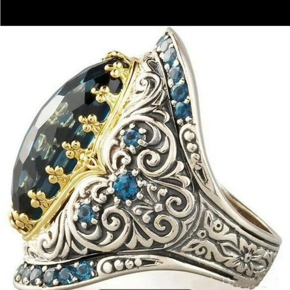 1pc New Topaz Color Ring European And American Plated. - Picture 3 of 3